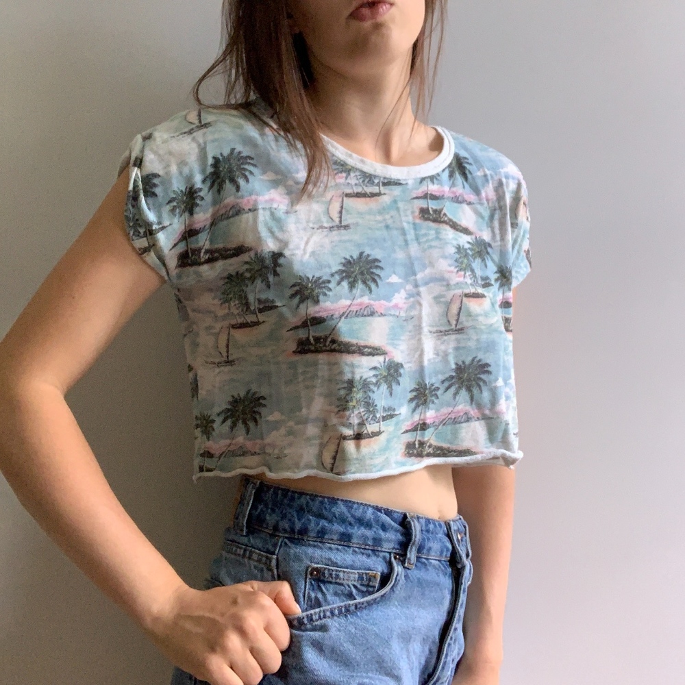 RETRO HAWAII 80S COTTON CROP TOP